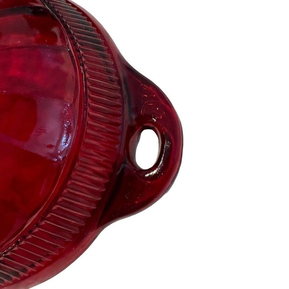 Vintage Anchor Hocking Coronation Ruby Red Handled Berry Dessert Bowls set of 3 - Picture 5 of 6